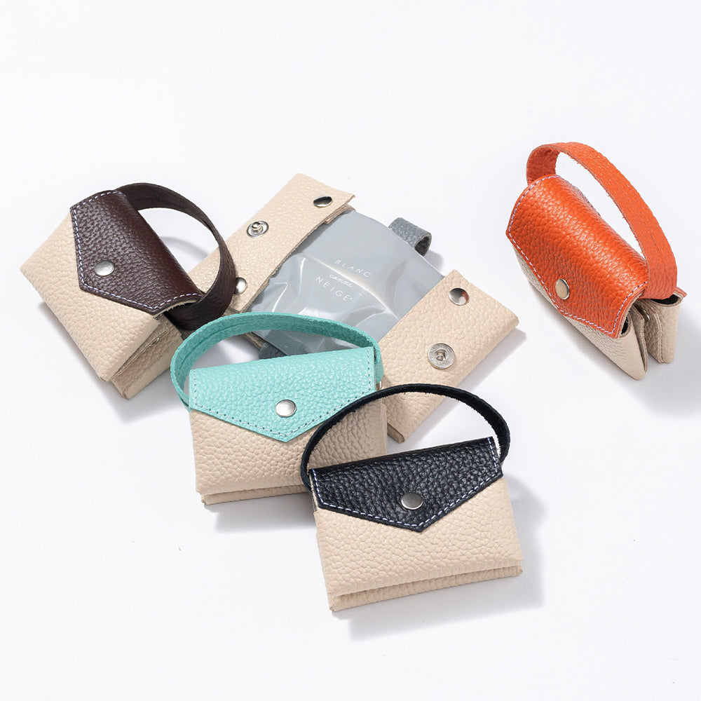 シュリンクレザー スナップボタン式 ポケットティッシュケース