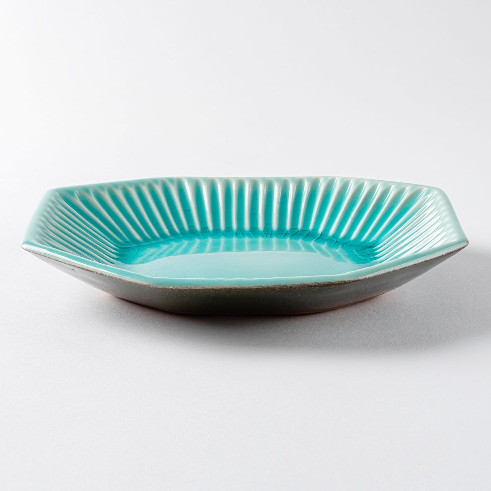 雅峰窯 鎬・八角皿（ M ）(ターコイズブルー) ¥4,180 大人の焼き物