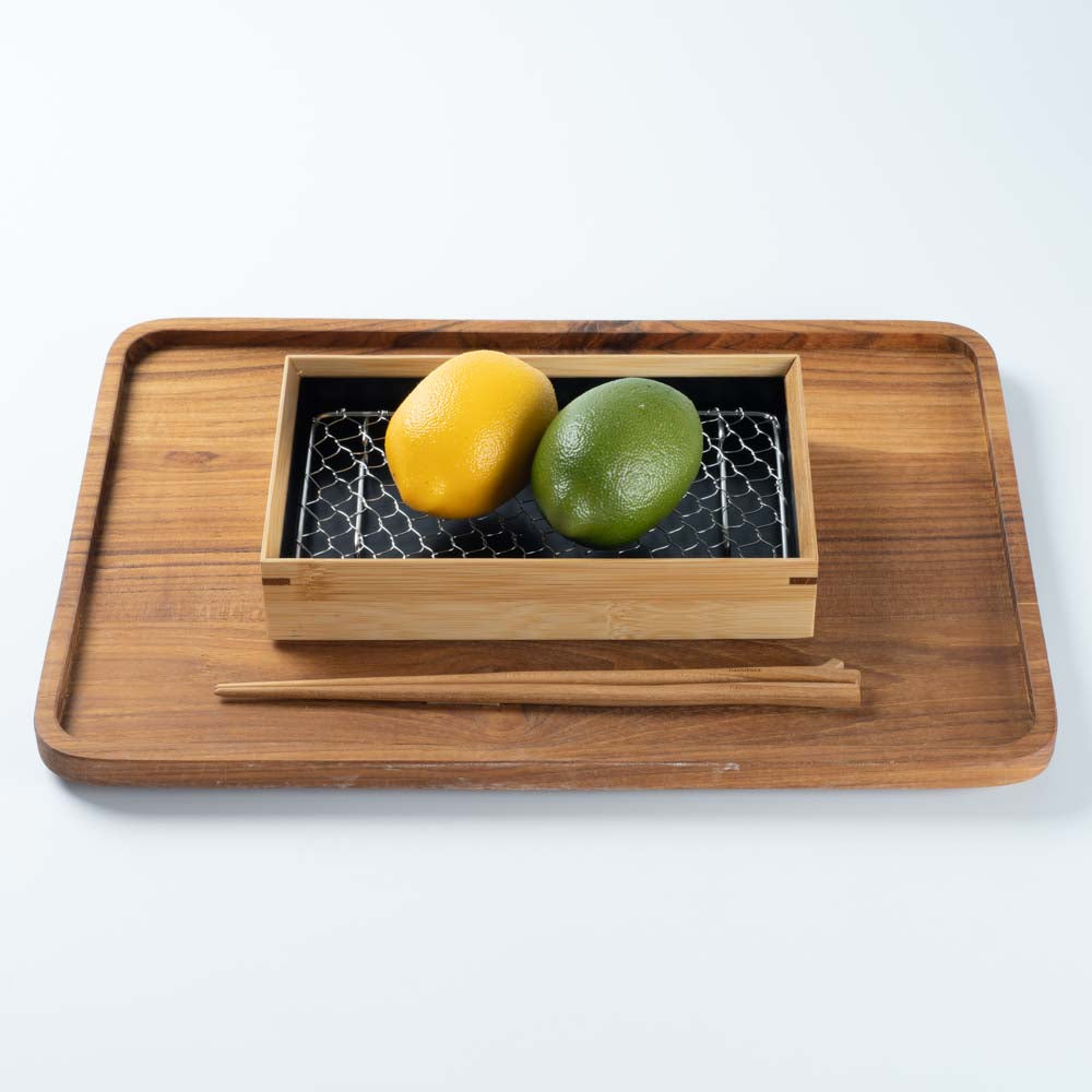 ヤマコー 竹・天ぷら盛皿 内黒 長角 (ステンレス目皿付) ¥6,880 大人の