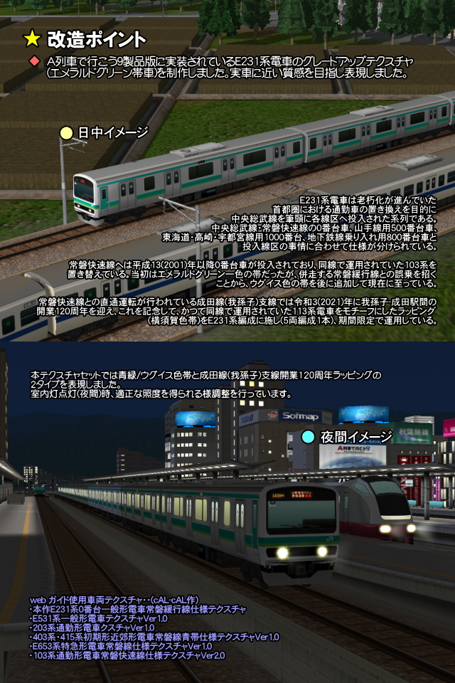 No.043 【A列車で行こう9車両テクスチャバリエーション】JR東 E231系