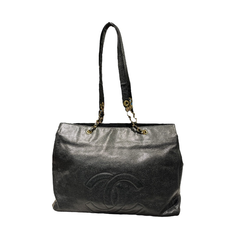 シャネル CHANEL ココマークチェーントート ブラック/ゴールド金具