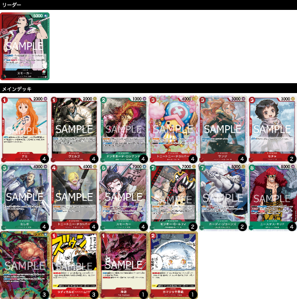 赤緑スモーカーの優勝デッキレシピを紹介【ONE PIECEカードゲーム