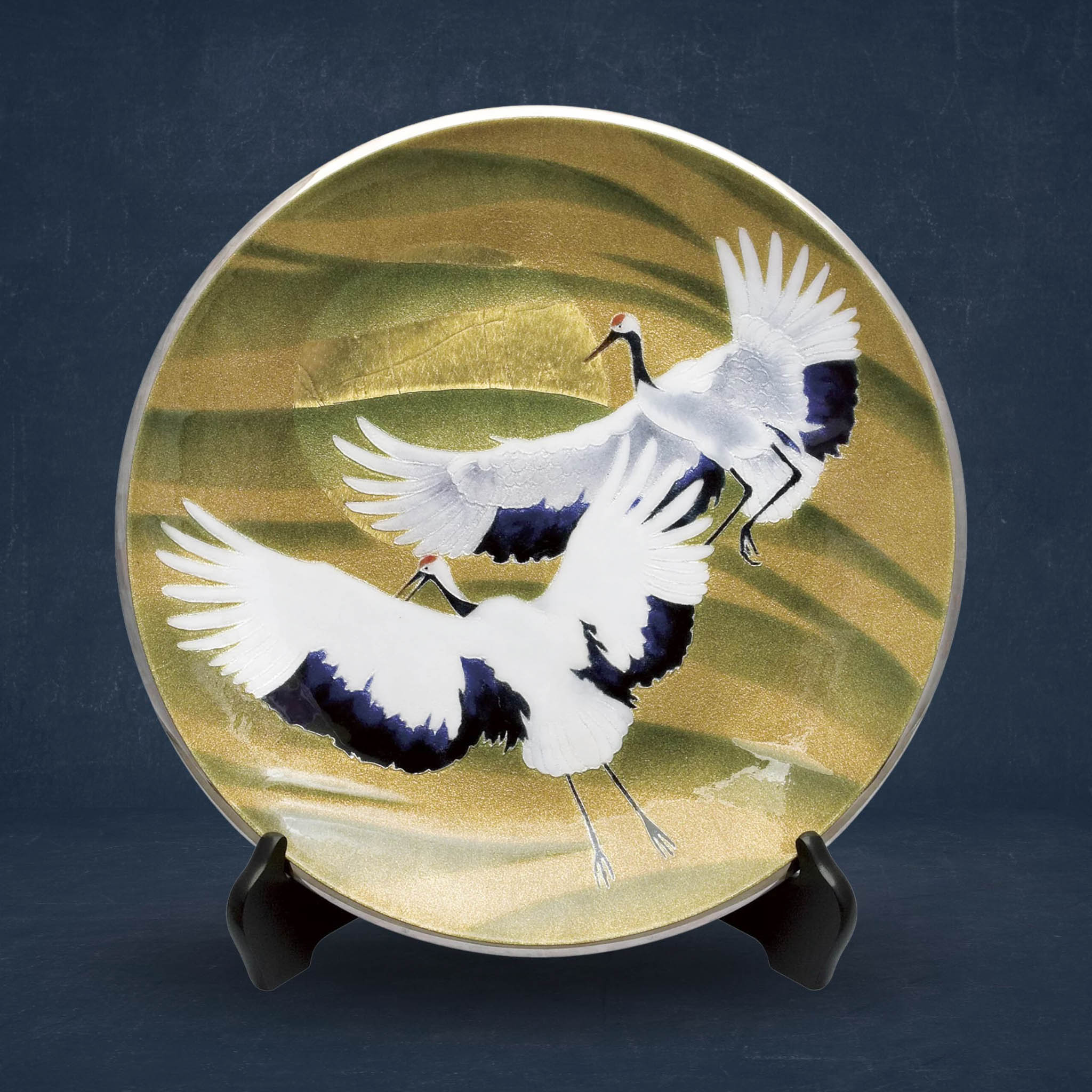 七宝焼き | 飾皿 | 丸旭日鶴 36φ