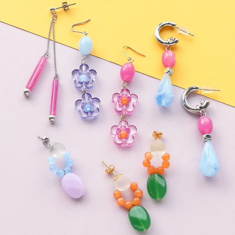 レシピNo.KR0861 ドイツ製アクリルのカラフルピアス4種 (スウィング