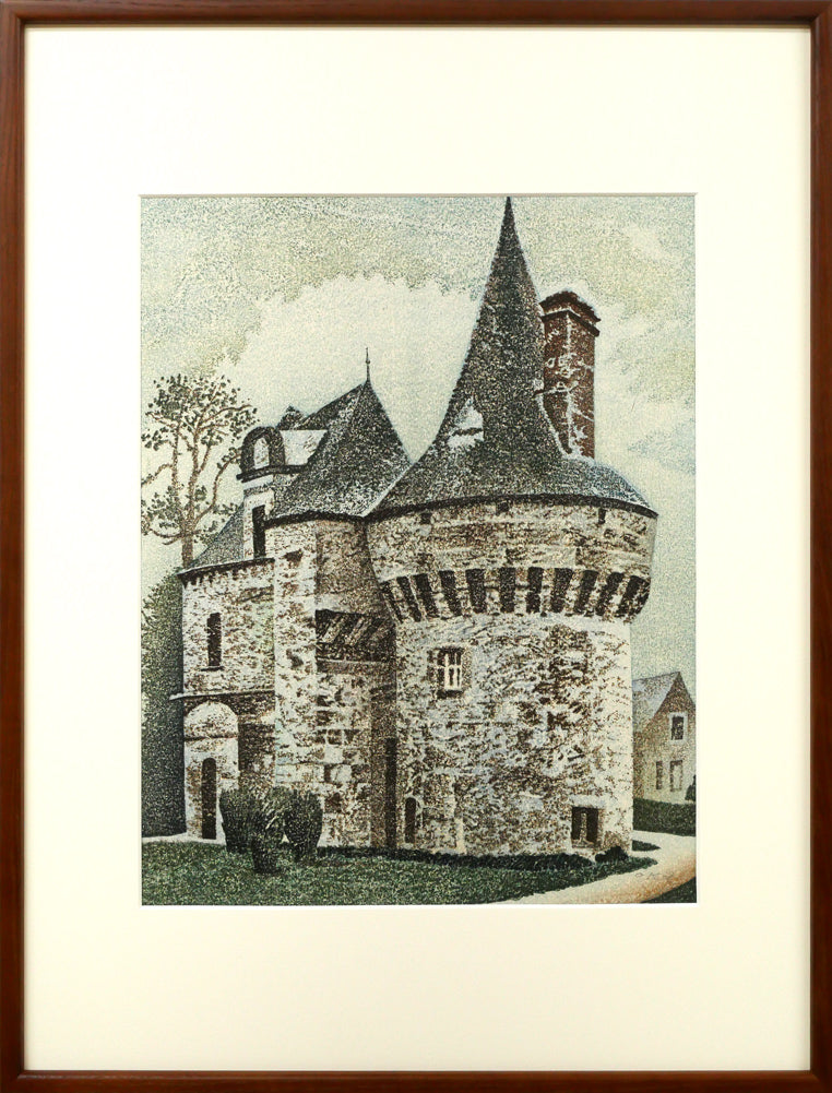 岡鹿之助「古城」木版画 絵画買取・販売の小竹美術