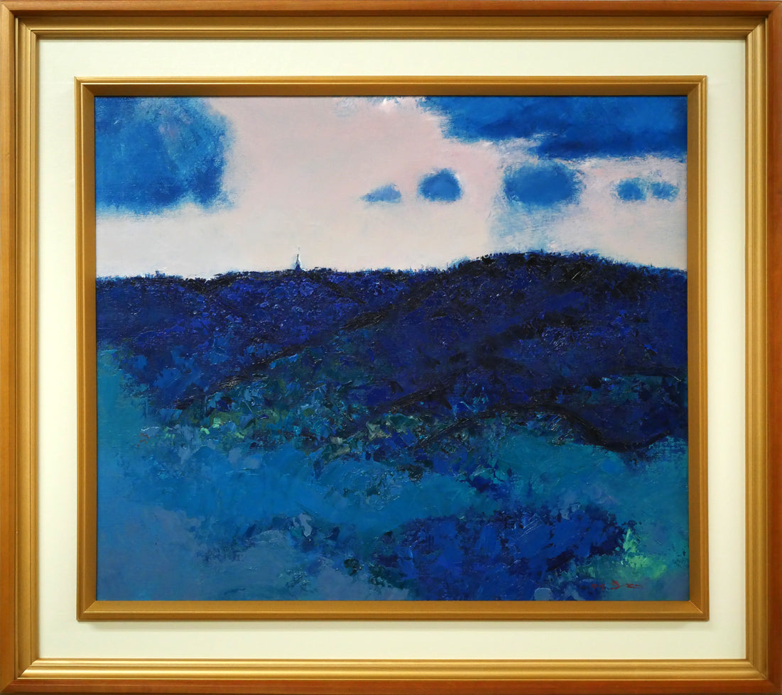 木戸健市「青い丘（三角点）」油絵・F10号 絵画買取・販売の小竹美術