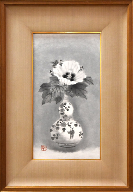 穐月明「芙蓉」水墨画・変形6号 絵画買取・販売の小竹美術