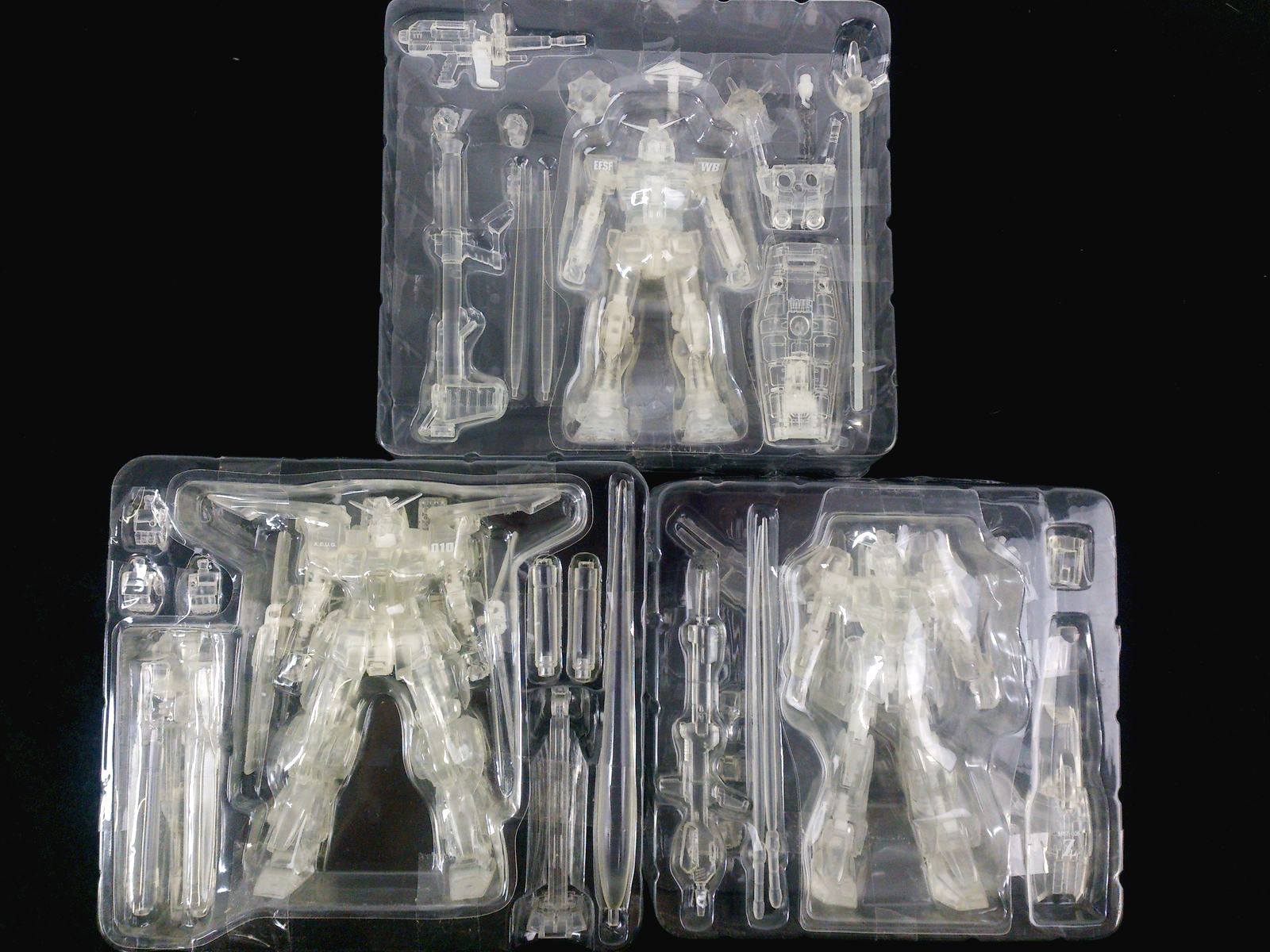300セット限定生産！MS IN ACTION !! 「限定版 クリアーガンダム 3体