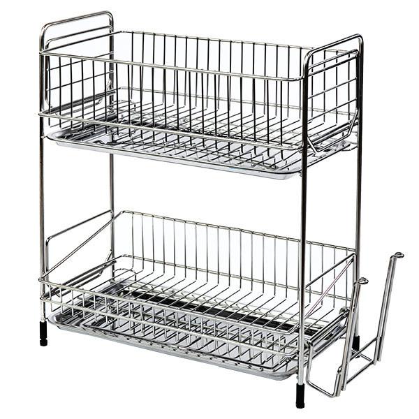 水切りラック 2段 スリム ステンレス製 まな板受け付き アットアクア