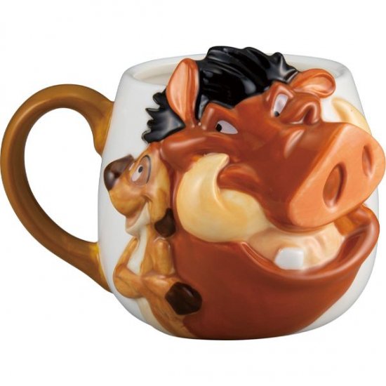 ライオンキングシリーズ。つるりとした陶器のマグカップとバンクは名