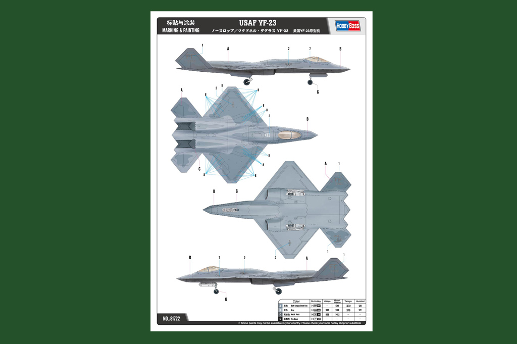 YF-23 Prototype 81722-1:48-HobbyBoss