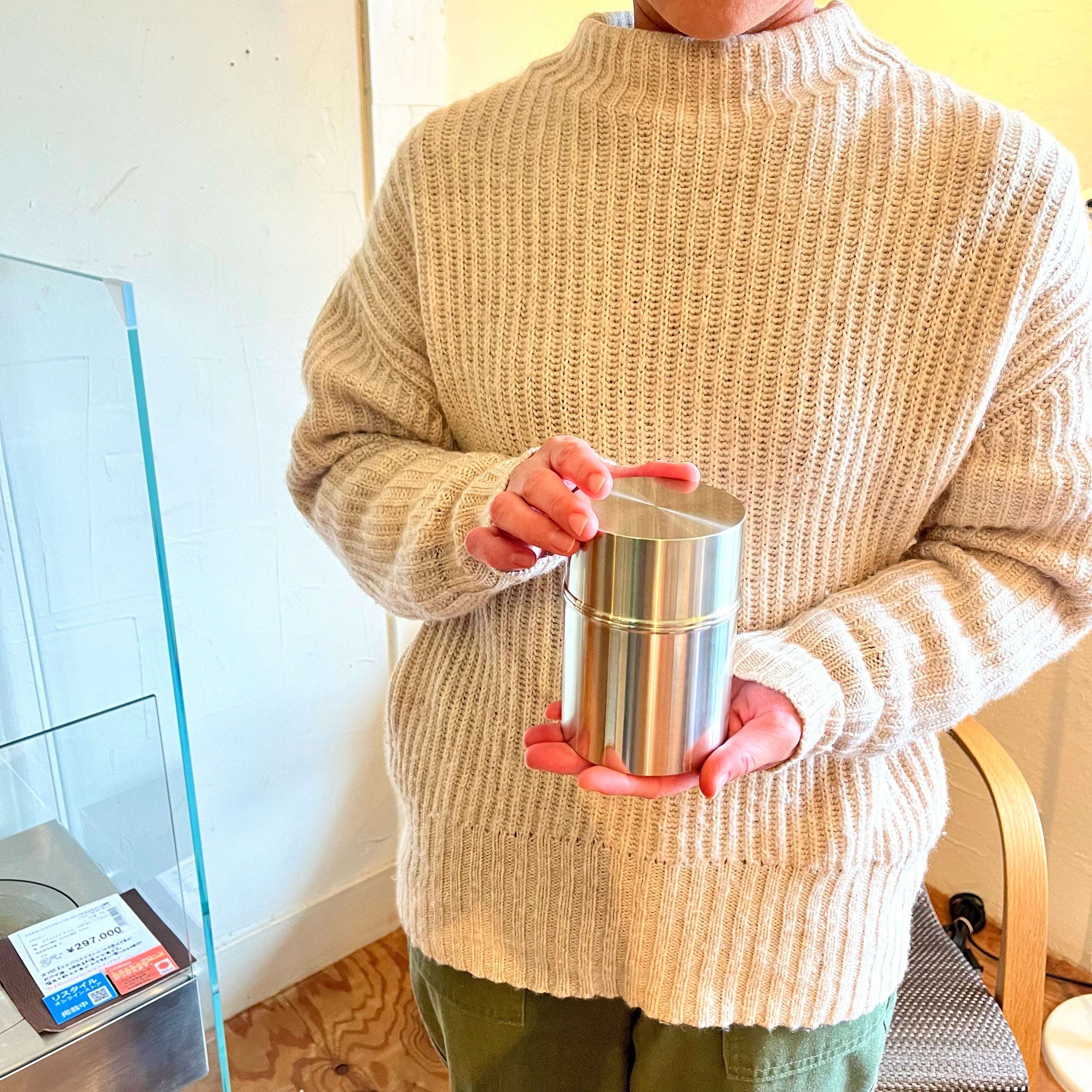 鍛栄工房 純錫茶筒 純錫 鍛栄 茶筒 在銘 共箱 錫 錫製品 本錫 骨董