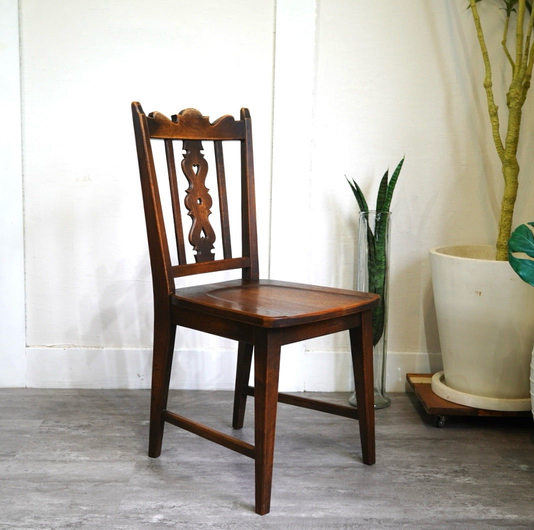 永田良介商店 ダイニングチェア ナラ材 神戸家具 中古 ブラウン レトロ