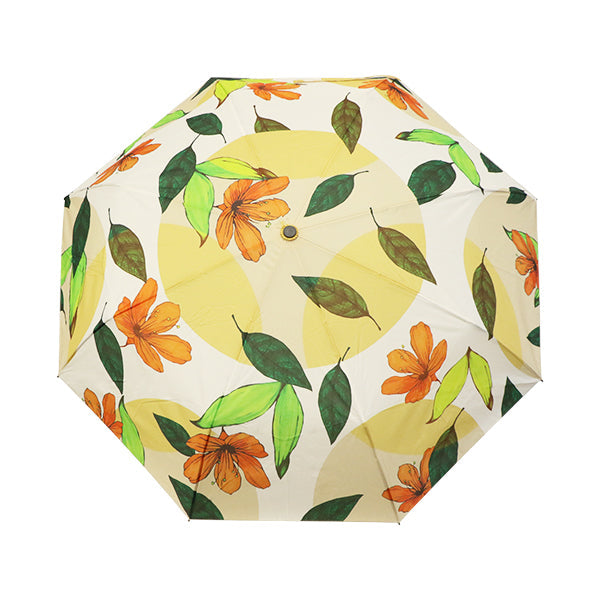 和柄テキスタイル 三つ折り畳み傘‐躑躅／ベージュ｜おしゃれな和柄傘