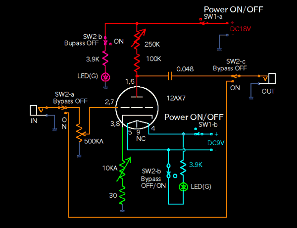 ギターエフェクター 真空管ブースターアンプ