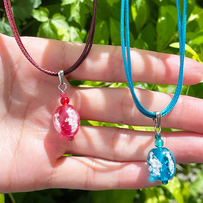 緑の風 トンボ玉】マース玉 ネックレス 2色【ライトブルー・ピンク