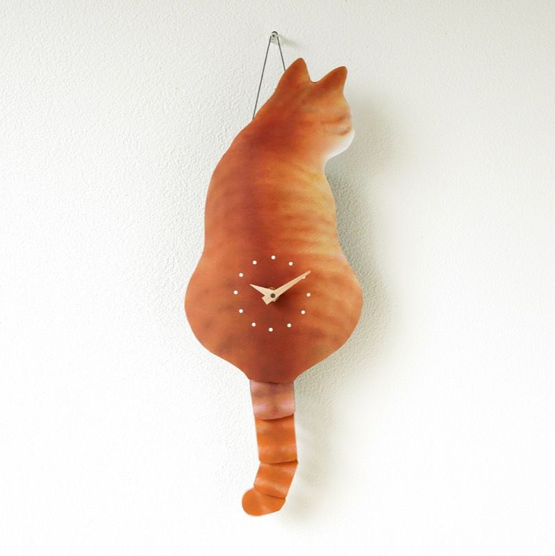 猫のしっぽをふる時計（猫時計） 藤井啓太郎 藤井 啓太郎 猫時計 茶