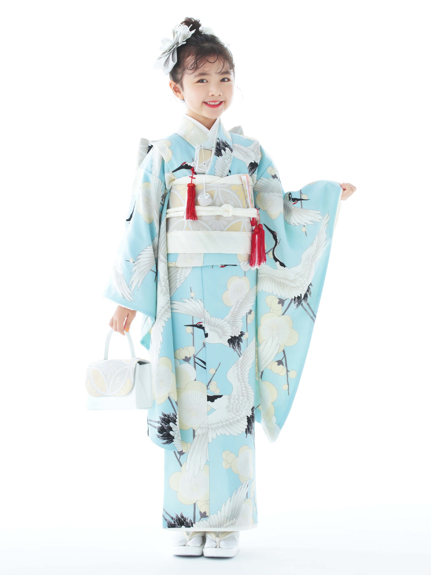 S0705 梅鶴 / 水色 | 七五三着物レンタル | tententen – tententen