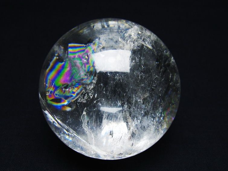 水晶 丸玉 虹入り 65mm スフィア 置物 水晶玉 一点物 151-8816