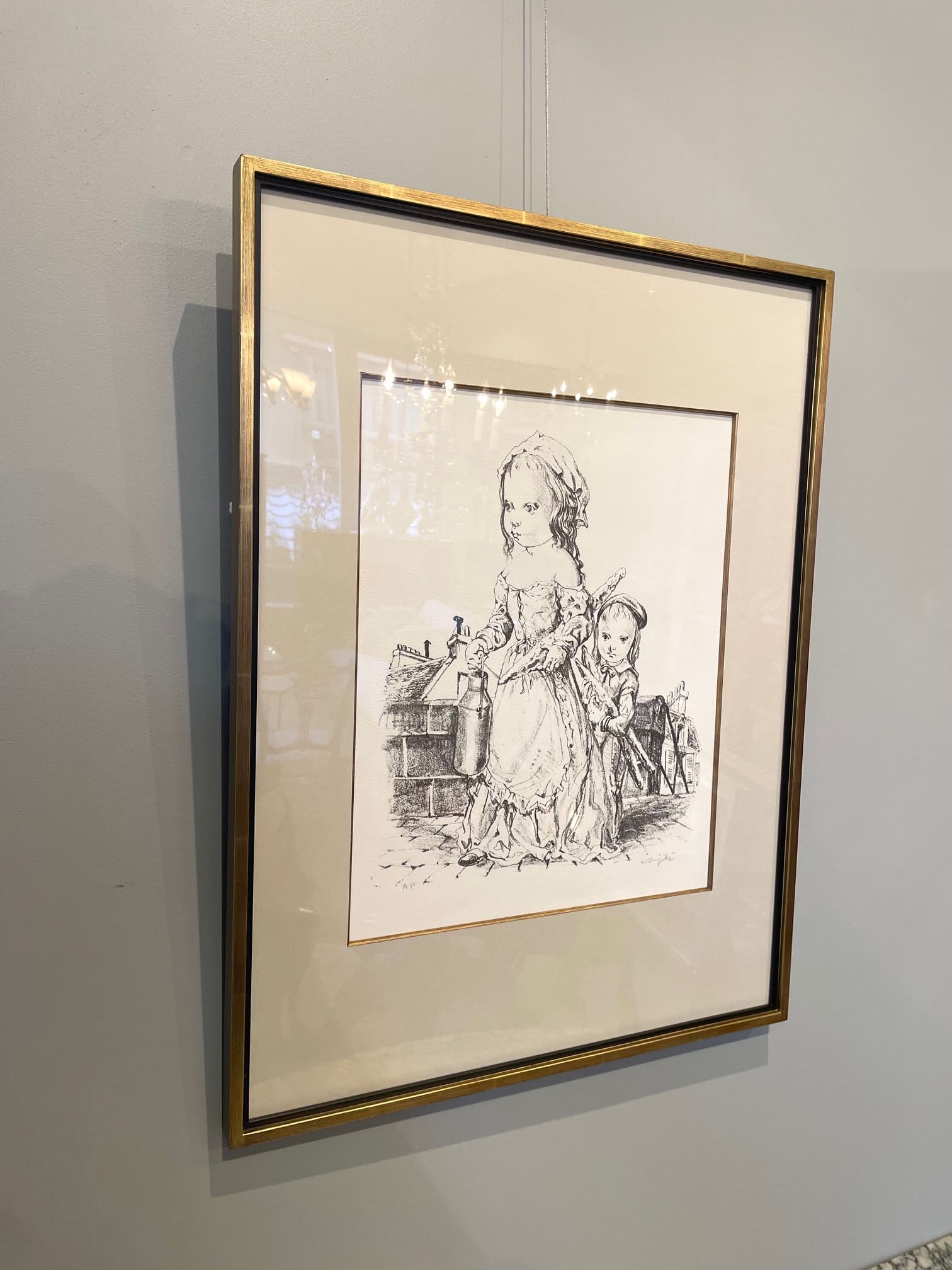 レオナール・フジタ（藤田嗣治） リトグラフ「パンとミルクポットを