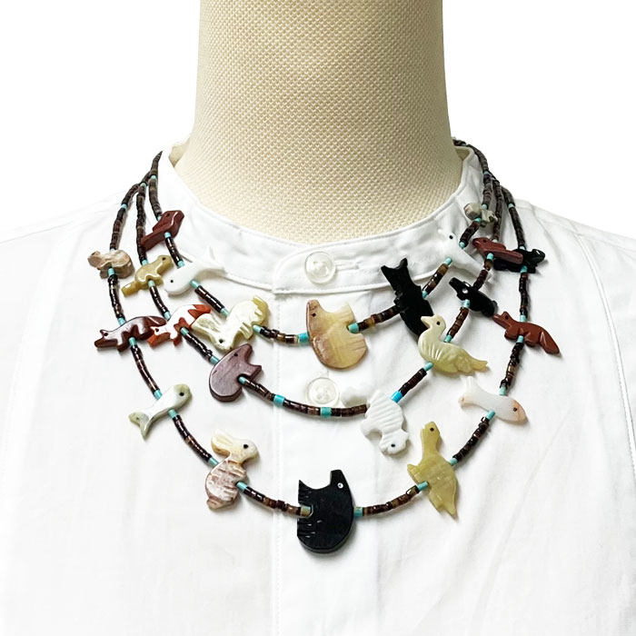 楽天市場】インディアンジュエリー ズニ族 3連 マルチストーン