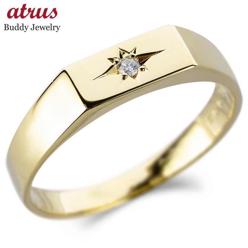 楽天市場】18金 印台 リング メンズ ゴールド 指輪 シグネットリング