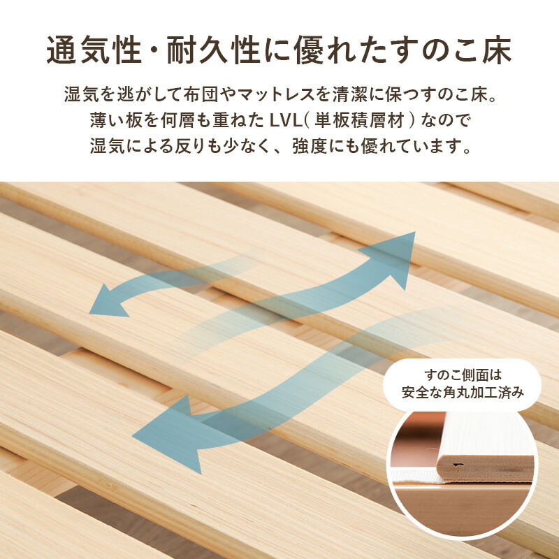 楽天市場】【コンパクト＆簡単組立て】頑丈ヘッドレス すのこベッド