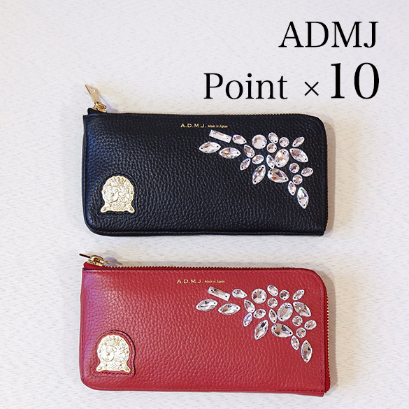 楽天市場】【ポイント10倍】ADMJ 長財布 スワロフスキーとADMJ金マーク