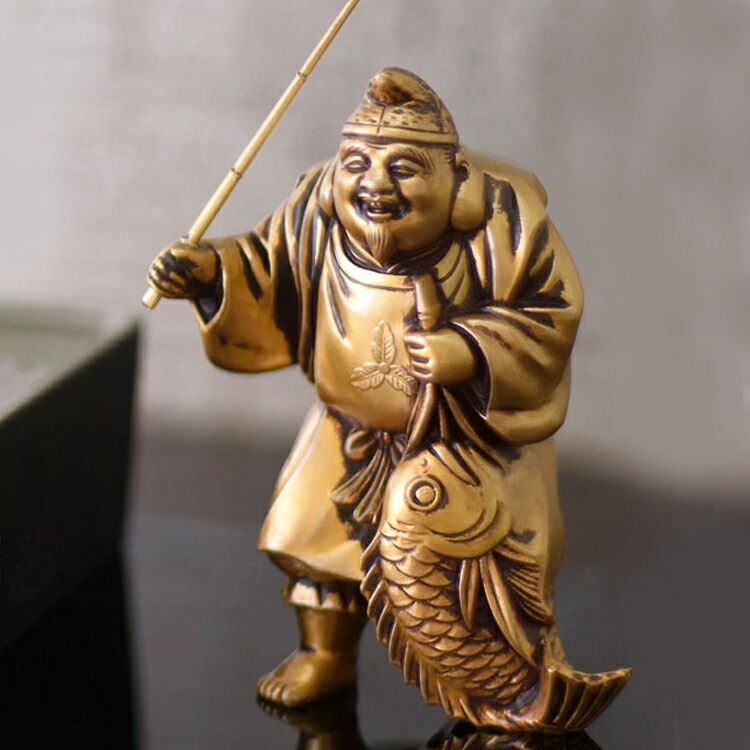 楽天市場】縁起物 置物 七福神〔恵比寿〕シルキーゴールド 日本製