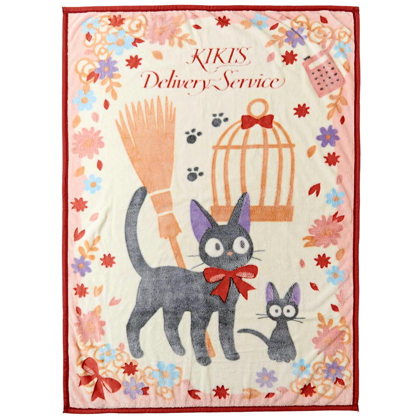 魔女の宅急便 魔女の宅急便 ハーフ毛布 ジジと花のリース ハーフ毛布 ボア