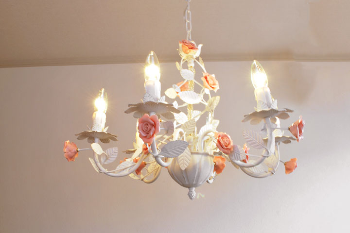 楽天市場】シャンデリア LED 【 Rozana 】 6灯 ホワイト 薔薇 バラ