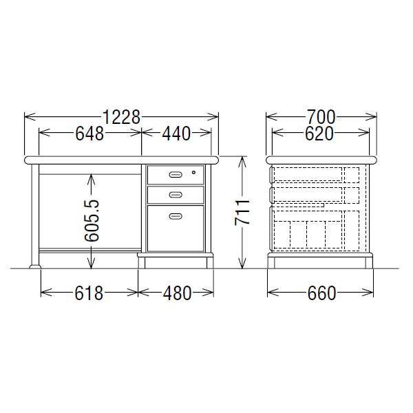 楽天市場】カリモク 書斎机 書斎デスク 片袖デスク 幅1228mm【SG4100MD