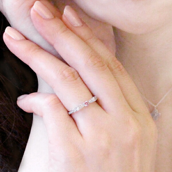 楽天市場】婚約指輪 天然ピンクダイヤモンド 0.088ct エンゲージリング