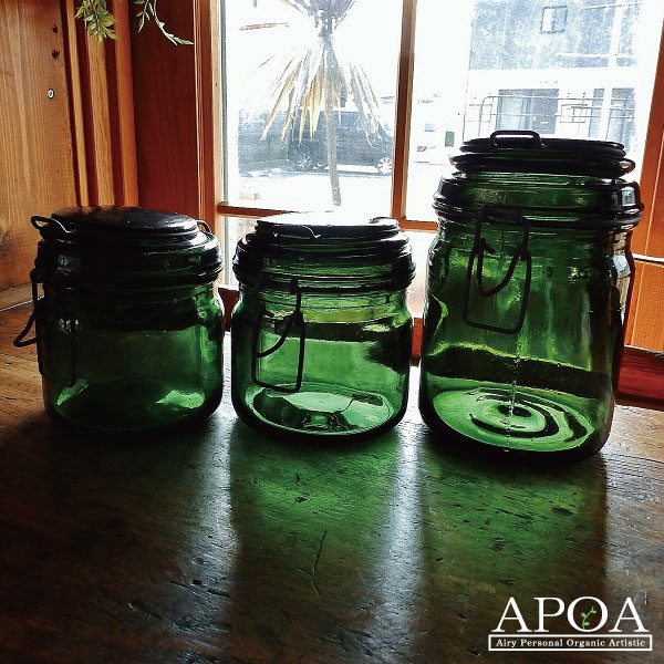 楽天市場】DURFOR (フランス製) アンティーク ガラスジャー 緑ガラス