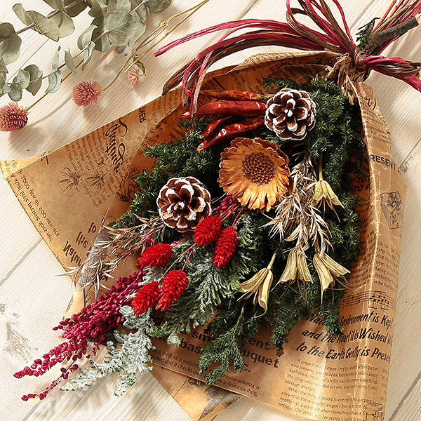 楽天市場】レトロスワッグ クリスマス ドライフラワー ブーケ 送料無料