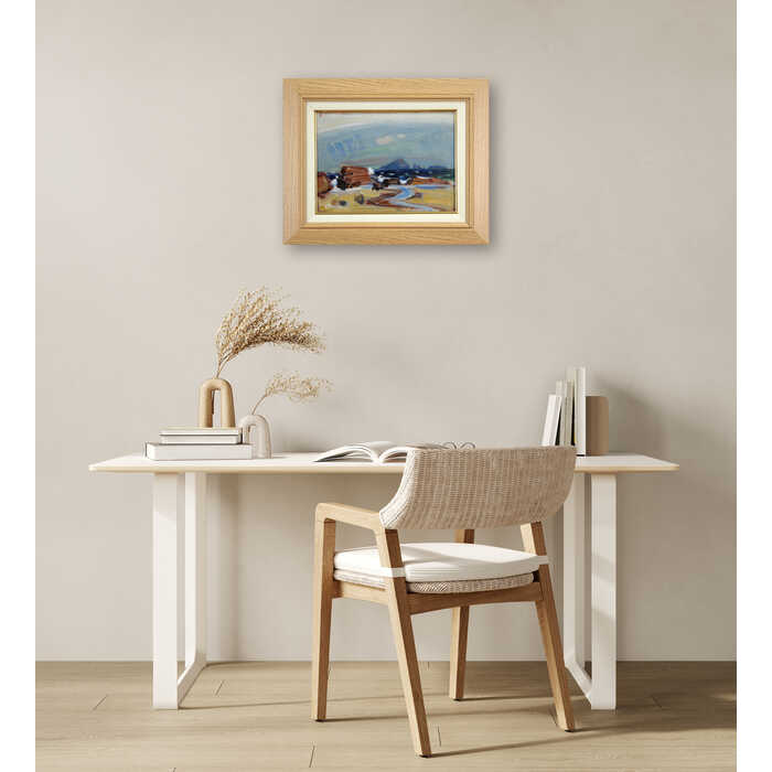 森敬介 油彩 F4号 一水会委員 真作 額付 夏の庭・ツール 森敬介 油彩