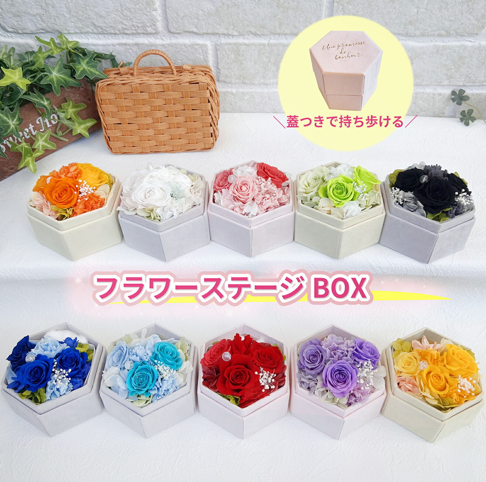 楽天市場】推し活「10色 フラワーステージBOX 」 プリザーブドフラワー