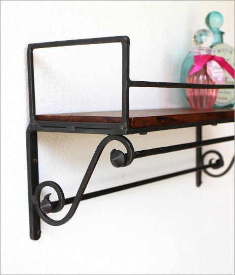 楽天市場】ウォールシェルフ タオルハンガー タオル掛け 木製 アイアン