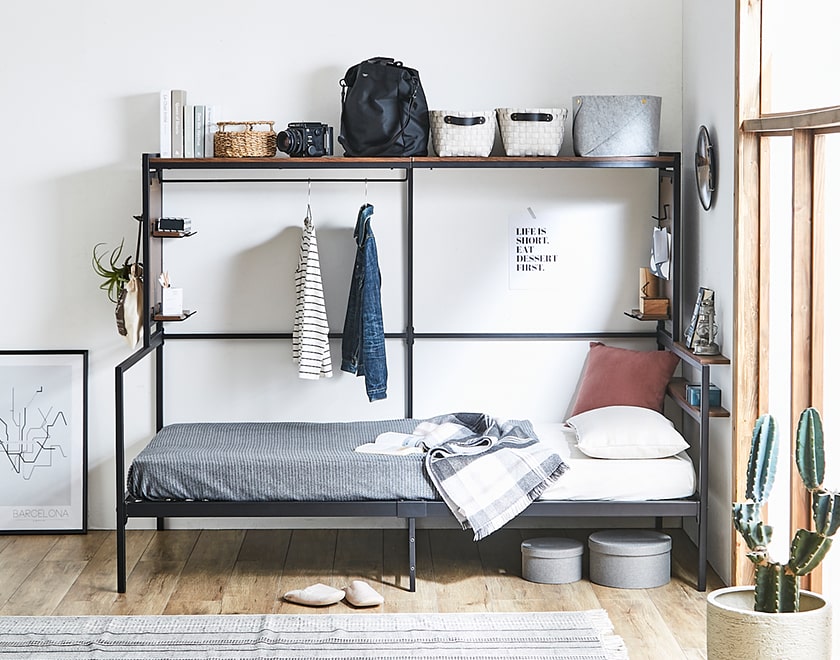 楽天市場】オールインベッド 収納付き アイアンベッド システムベッド