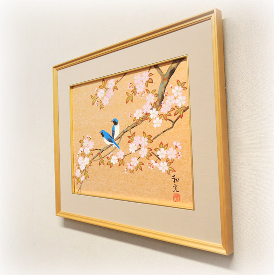 楽天市場】絵画 桜に瑠璃鳥 (三宅和光) 送料無料 【肉筆】【桜絵