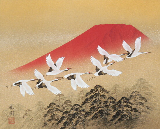 楽天市場】掛け軸 赤富士 （山岸春園） （掛軸小物なし） 送料無料