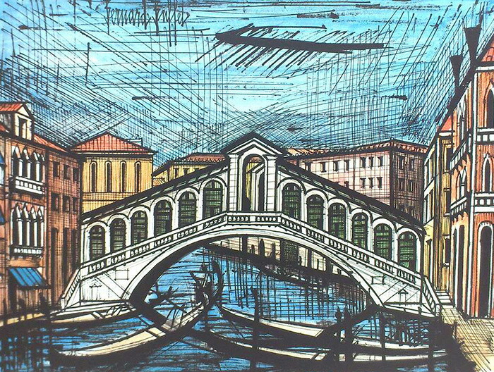 楽天市場】絵画 ビュッフェ リアルト橋 シルクスクリーン刷 （ Bernard