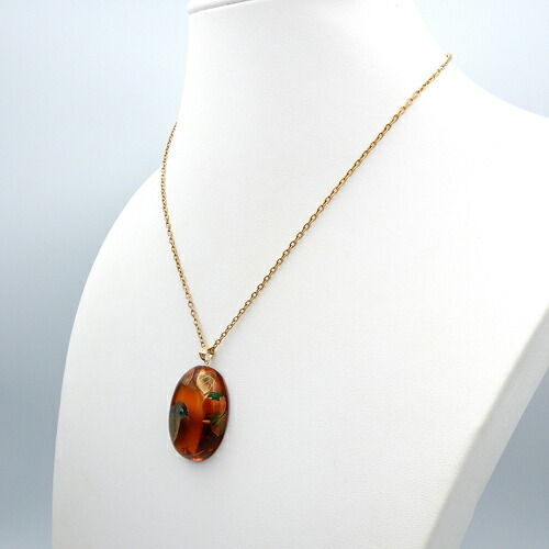 楽天市場】琥珀 ネックレス ペンダントトップ カワセミ 鳥 柿 3.5cm x