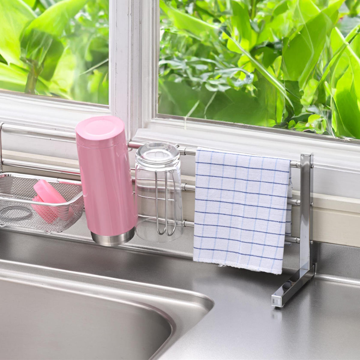 楽天市場】キッチン収納 オールステンレス スライド式 シンク奥 マルチ