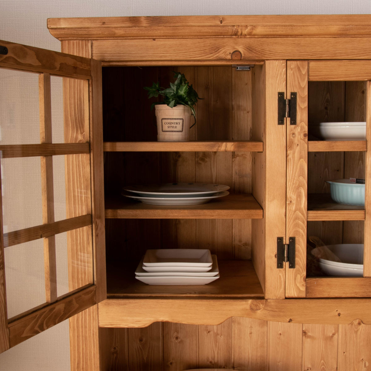 楽天市場】カップボード カントリー調 食器棚 パイン材 Farmer 幅120cm
