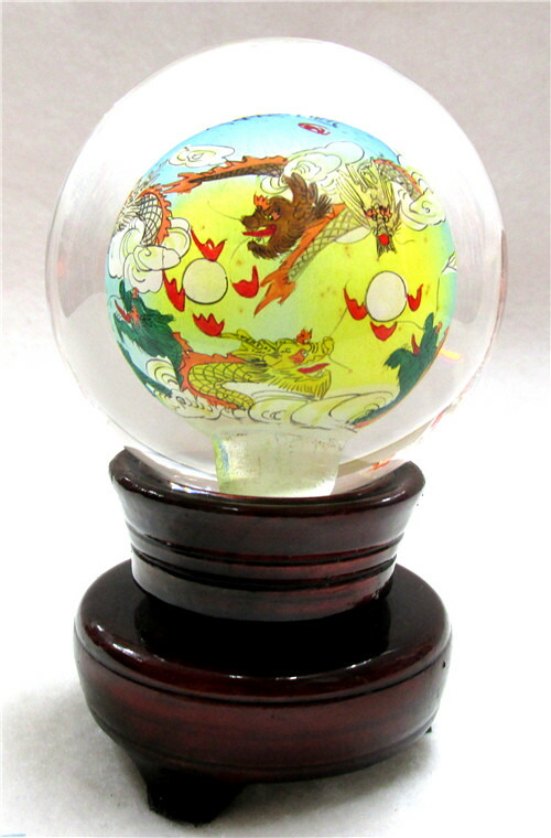 楽天市場】水晶玉内面繪画置物 中国工芸品 インテリア小物 新築 飾り物