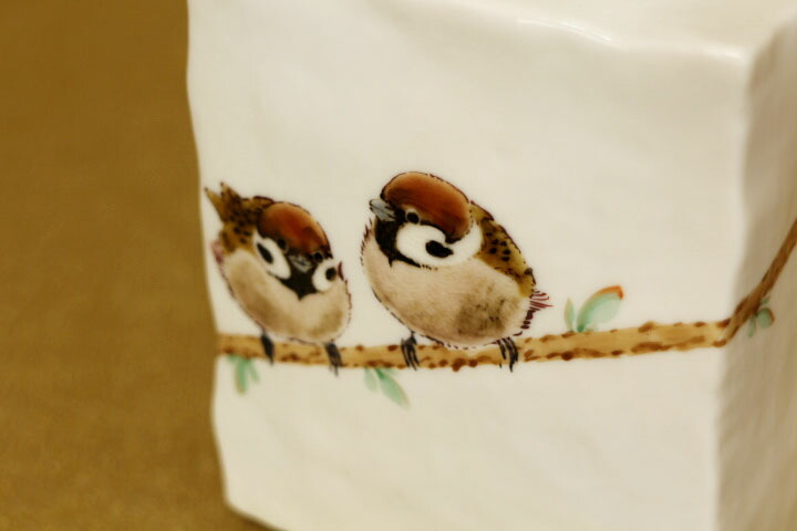 楽天市場】九谷焼 扁壷（Y口中型）二雀図 中村陶志人 送料無料 花器