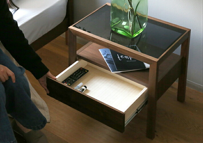 楽天市場】サイドテーブル ベッドサイドテーブル ウォールナット 無垢