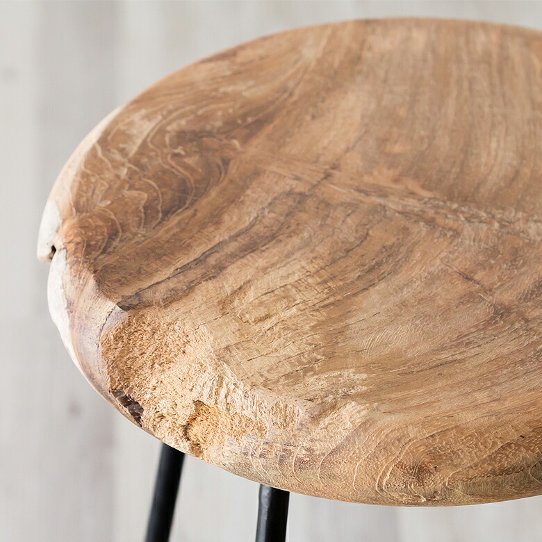 楽天市場】無垢材 のチークを使った アイアンフレーム スツール