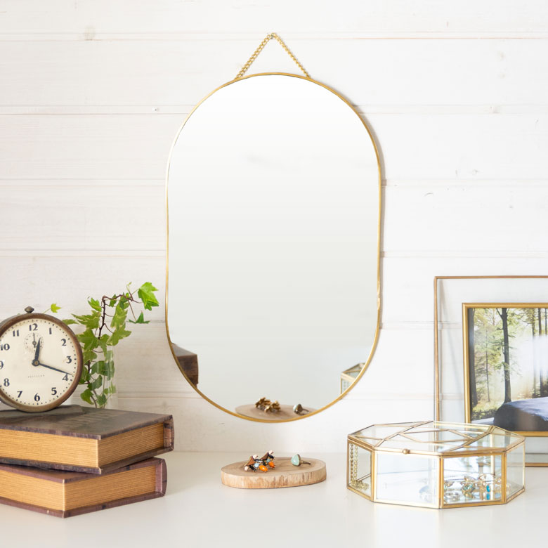 楽天市場】ウォールミラー オーバル 真鍮フレーム ゴールド ミラー 鏡